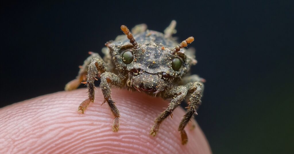 stink bug on a finger